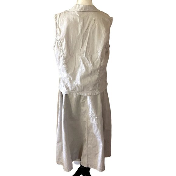 Susan Bristol Vintage Set of Button Down Vest & Skirt | Cream | Size 14 P - Picture 4 of 14